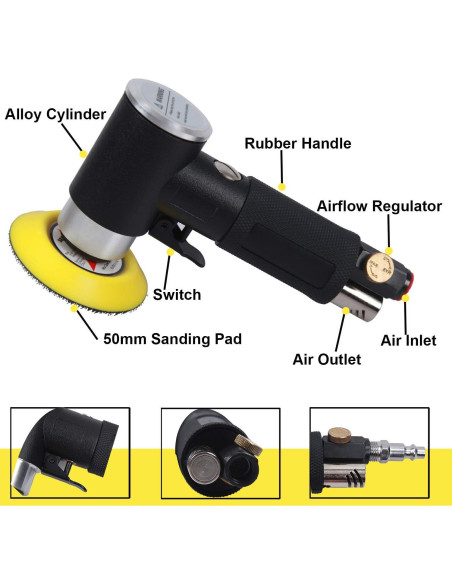 Lijadora Orbital Neumática YELWAY 2" y 3" 15000 RPM