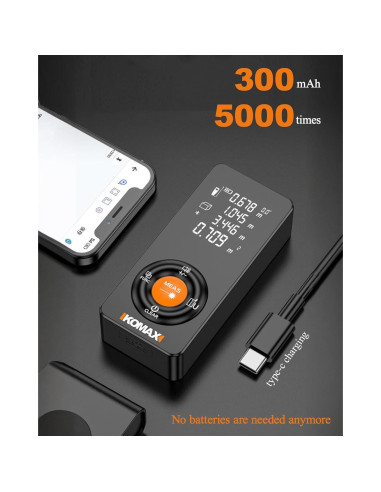 Medidor de Distancia Láser Xbanma 196FT, 59.74m, IP54