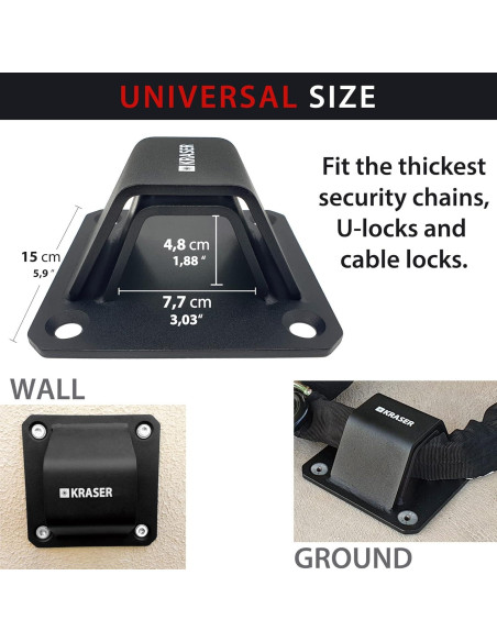 Ancla de Seguridad KRASER KR52B Acero Alta Resistencia 15x15cm
