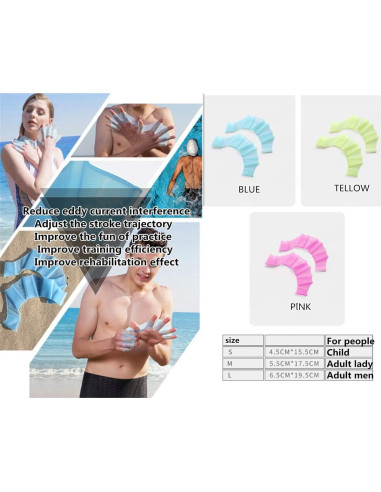 Guantes de natación de silicona EXCEREY - 2 pares, diseño rana