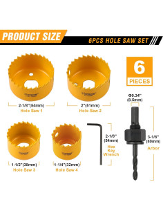 Juego de Sierras de Corona Hoteche 6 Piezas para Madera y Plástico 2