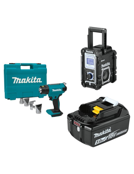 Pistola de Calor Makita XGH01ZK 18V y Radio XRM06B Bluetooth