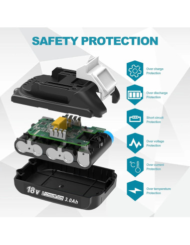 Batería de Reemplazo 3000mAh 18V CHAUNVEN para Makita