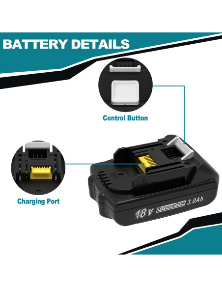 Batería de Reemplazo 3000mAh 18V CHAUNVEN para Makita