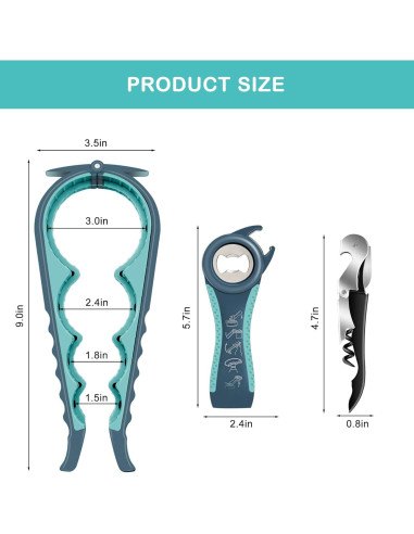 Abrebotellas 5 en 1 HUMANFUN para manos débiles y ancianos