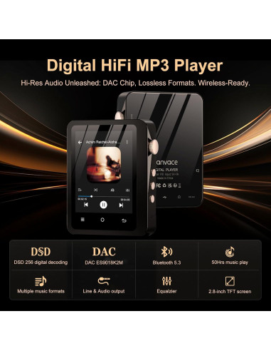 Reproductor MP3 HiFi Fanvace F10 Bluetooth 5.3 64GB