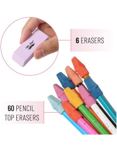 Juego de Borradores de Lápiz Mr. Pen 66 Piezas Colores Pastel 2