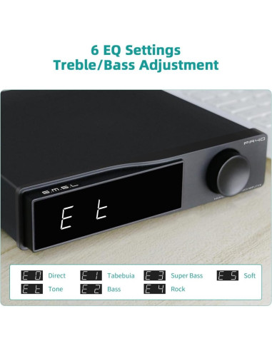 Amplificador Estéreo SMSL PA40, 165W x 2, Control Remoto