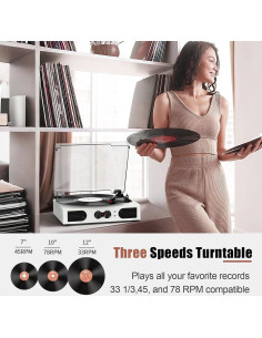 Reproductor de Vinilo TANLANIN TE-2030WT Bluetooth 3 Velocidades 2