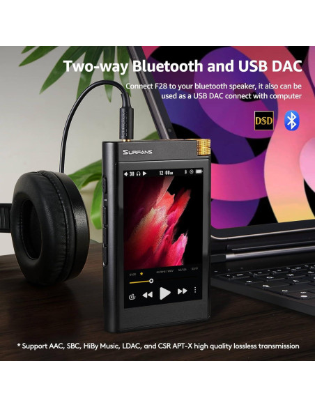 Reproductor MP3 Bluetooth Surfans F28 HiFi 3.5" Alta Resolución