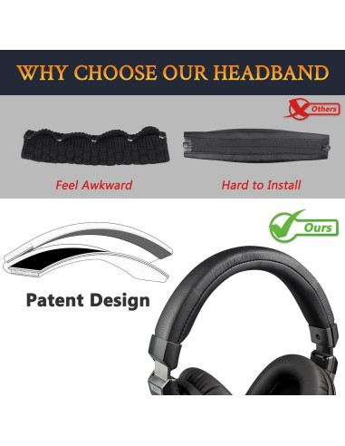 Funda de Diadema SOULWIT para Auriculares Audio Technica MSR7 - Negro