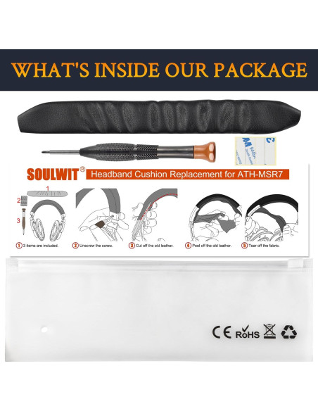 Funda de Diadema SOULWIT para Auriculares Audio Technica MSR7 - Negro