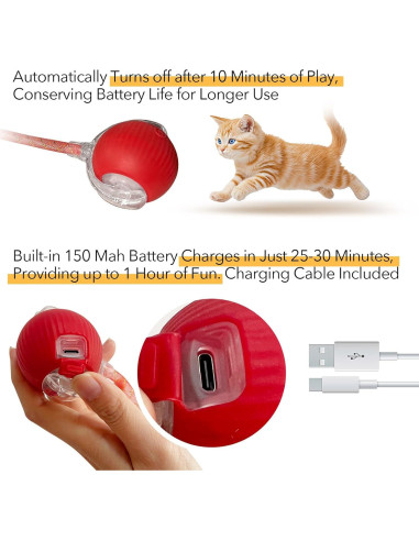 Juguete Interactivo para Gatos GooCare Bola de Cola Rápida 3.0