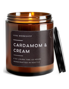 Vela Aromática Cardamomo y Crema - Cera de Soja 226g - Hecha a Mano