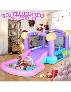 Casa Saltarina Inflable Rosa Wesoky con Tobogán y Pelotas 2