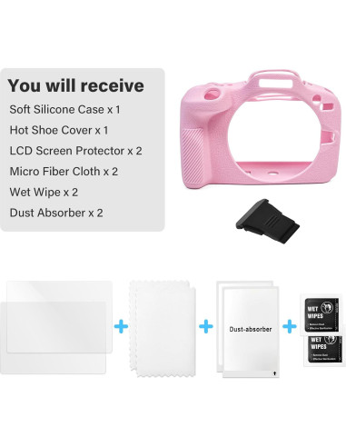 Kit de Accesorios para Cámara Canon EOS R100 - Funda Silicona Rosado