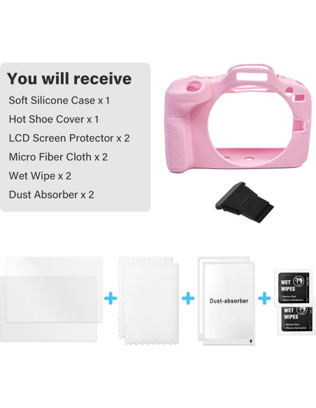 Kit de Accesorios para Cámara Canon EOS R100 - Funda Silicona Rosado