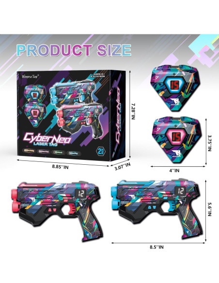 Conjunto Laser Tag CyberNeo 2 Pistolas y Chalecos LED