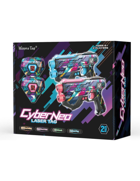 Conjunto Laser Tag CyberNeo 2 Pistolas y Chalecos LED