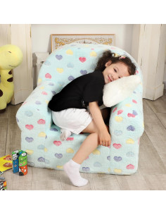 Sofá para Niños MOMCAYWEX Corazón Colorido con Cojín Estrella 2