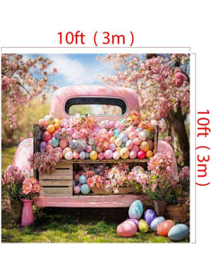 Fondo de Fotografía Kate 3x3m Rosa con Huevos de Pascua 2