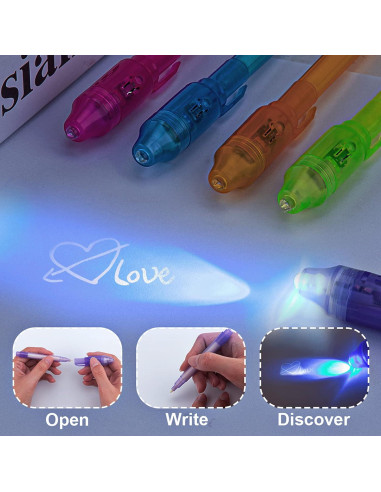 Bolígrafos de Tinta Invisible STENDA 16 Unidades con Luz UV