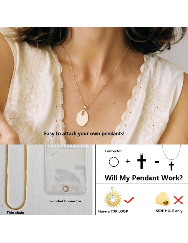 Collar Choker de Cadena de Oro 18K Fina para Mujeres 40.6 cm