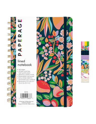 Cuaderno Espiral Tapa Dura Paperage 14x20.3 cm 160 Páginas