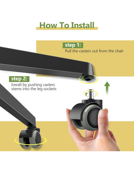 5 Ruedas de Silla de Oficina PChero 50mm Diámetro 11mm Vástago