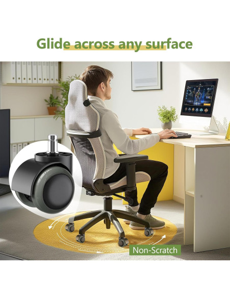 5 Ruedas de Silla de Oficina PChero 50mm Diámetro 11mm Vástago