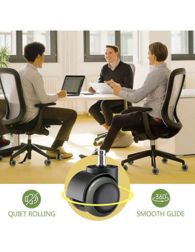 5 Ruedas de Silla de Oficina PChero 50mm Diámetro 11mm Vástago