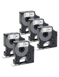 Cinta de Etiqueta Pristar D1 40913 Negro sobre Blanco 9mm x 7m Paquete de 5