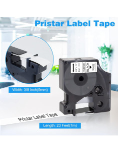 Cinta de Etiqueta Pristar D1 40913 Negro sobre Blanco 9mm x 7m Paquete de 5 2