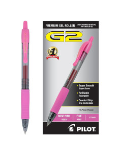 Bolígrafos de Gel Pilot G2 Rosa Claro 0.7mm - Paquete de 12