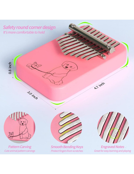 Kalimba 10 Teclas Rosa Sound Harbor - Madera Sapele