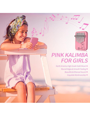 Kalimba 10 Teclas Rosa Sound Harbor - Madera Sapele