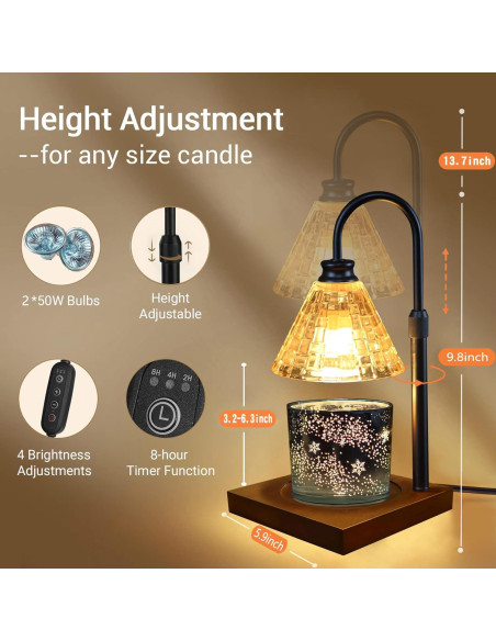 Lámpara Calentadora de Velas Wahomere Vintage 29.21 cm Regulable