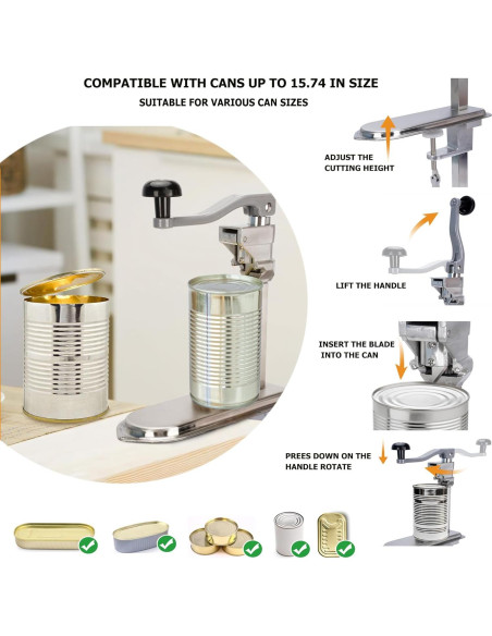Abrelatas Manual Sewiden 62.5 cm Acero Inoxidable para Latas Grandes