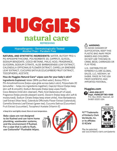 Toallitas Huggies Cuidado Natural 17 Paquetes 64 Unidades
