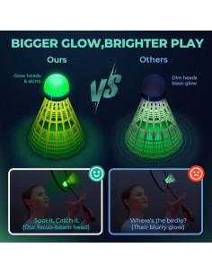 Volantes de Bádminton Iluminados HIRALIY 6 Pcs Nylon 2