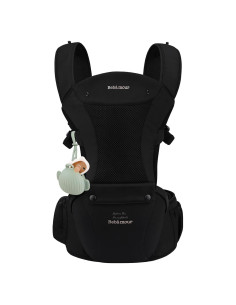 Portabebés Bebamour Negro 0-36 meses, Malla Transpirable, 6 Posiciones