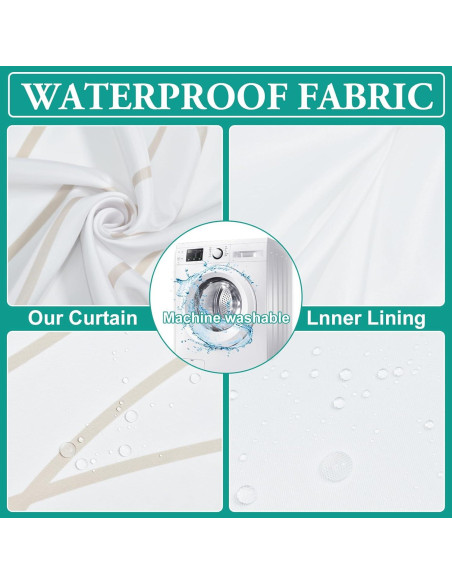 Cortina de Ducha Beige Caqui LXBNI con Forro a Presión 137x203 cm