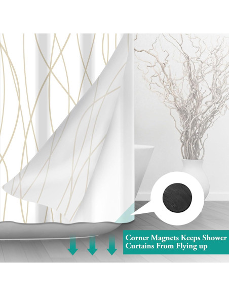 Cortina de Ducha Beige Caqui LXBNI con Forro a Presión 137x203 cm