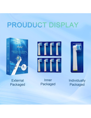 Cabezas de Cepillo de Dientes Irfatu para Oral-B - 8 Piezas