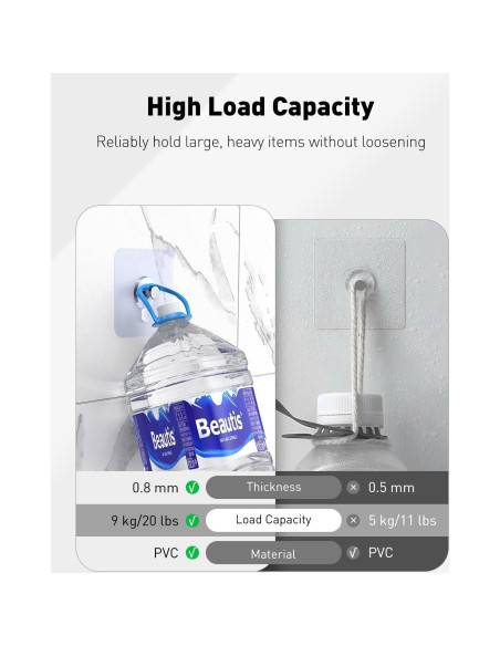 Ganchos Adhesivos Uniclife 20 Pcs 9.07 kg Alta Resistencia