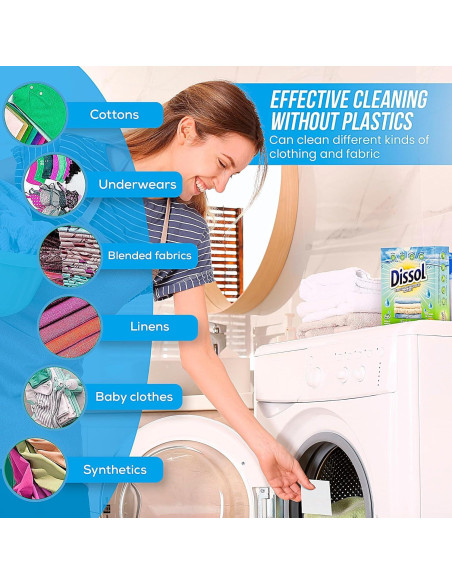 Hojas de Detergente para Ropa Dissol - 50 Hojas Hipoalergénicas