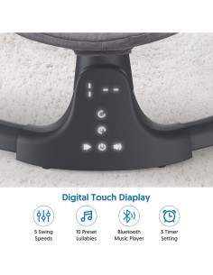 Columpio Bluetooth para Bebés Compacto y Portátil Gris Oscuro 2
