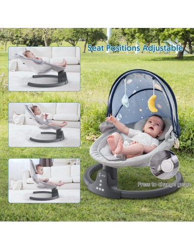 Columpio Bluetooth para Bebés Compacto y Portátil Gris Oscuro