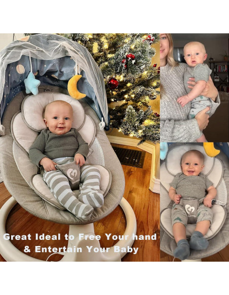 Columpio Bluetooth para Bebés Compacto y Portátil Gris Oscuro