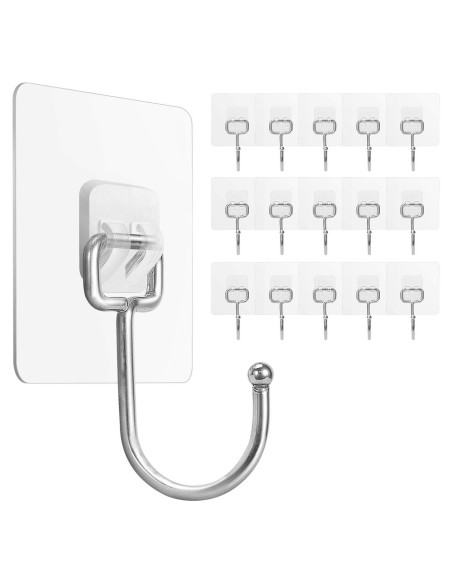 Ganchos Adhesivos Grandes FACURY 10kg Acero Inoxidable 16 Piezas